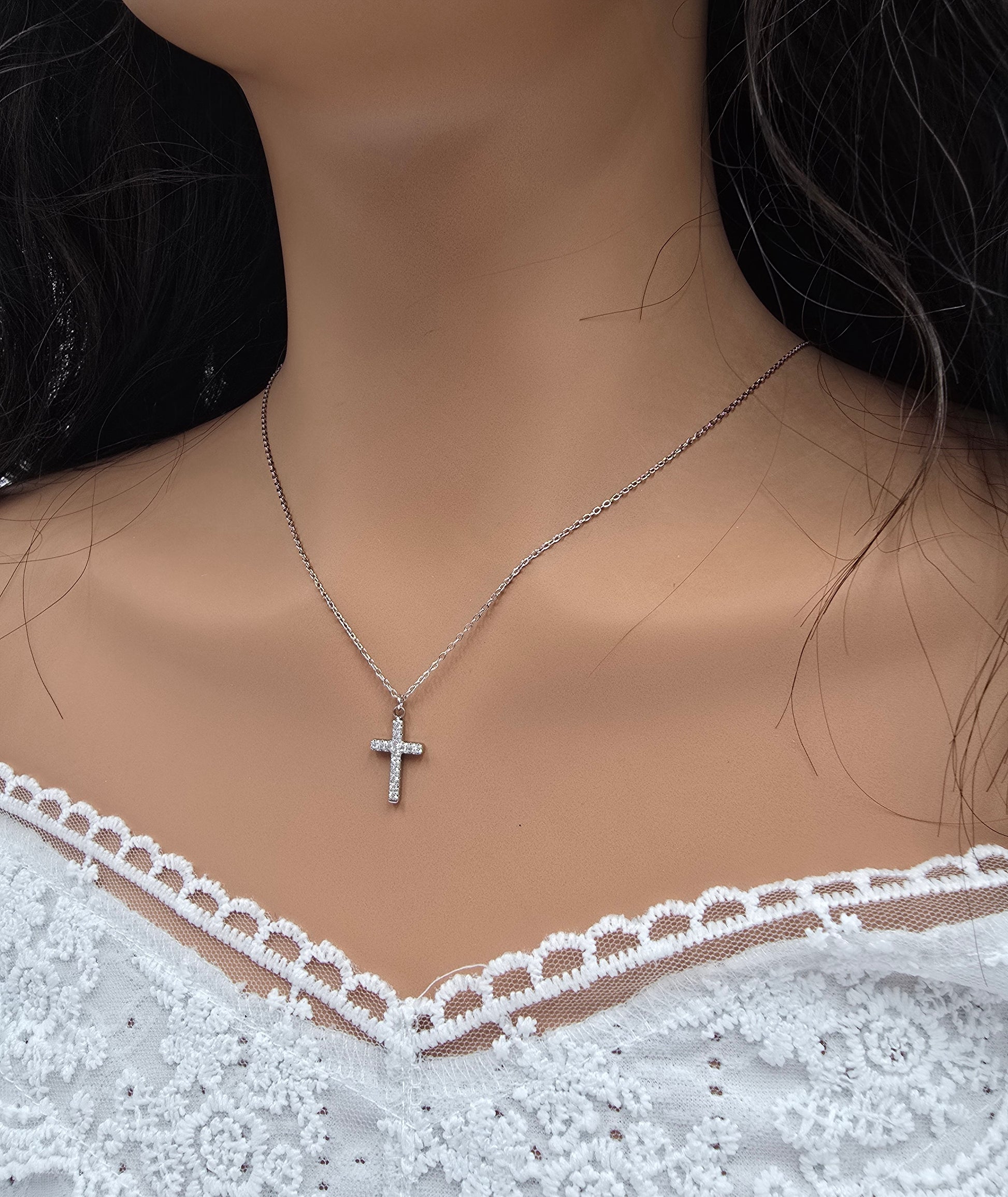 Collier Elo – Croix Zirconium Acier Inoxydable