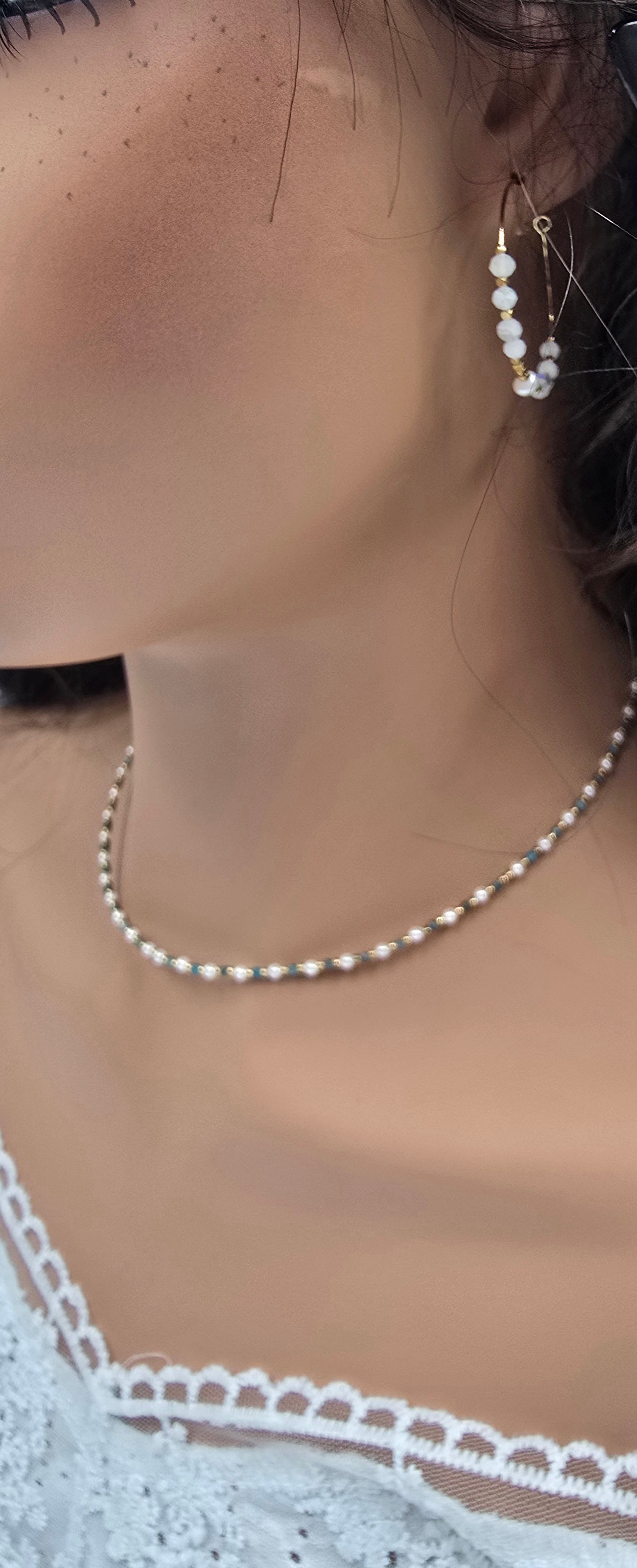 Collier Eden – Ras de Cou Perles & Pierres Naturelles