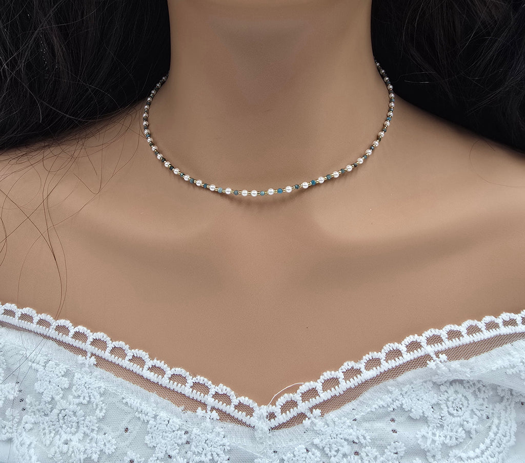 Collier Eden – Ras de Cou Perles & Pierres Naturelles