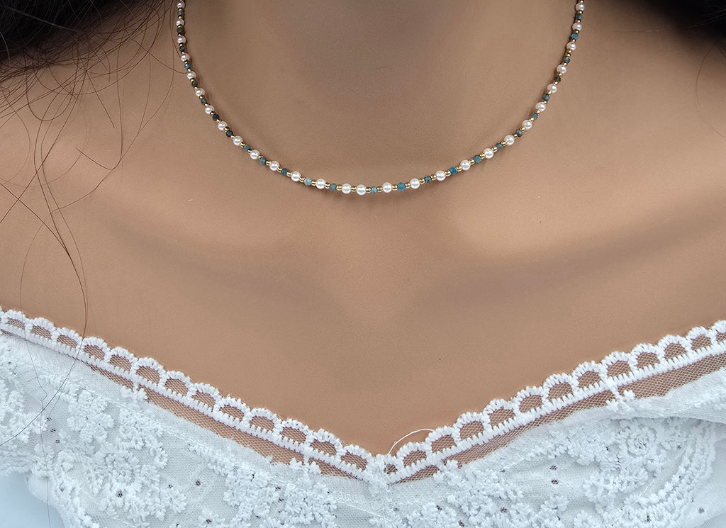Collier Eden – Ras de Cou Perles & Pierres Naturelles