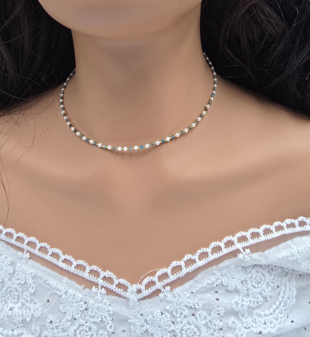 Collier Eden – Ras de Cou Perles & Pierres Naturelles