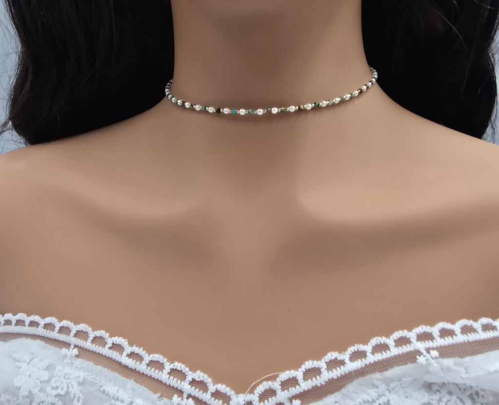 Collier Eden – Ras de Cou Perles & Pierres Naturelles