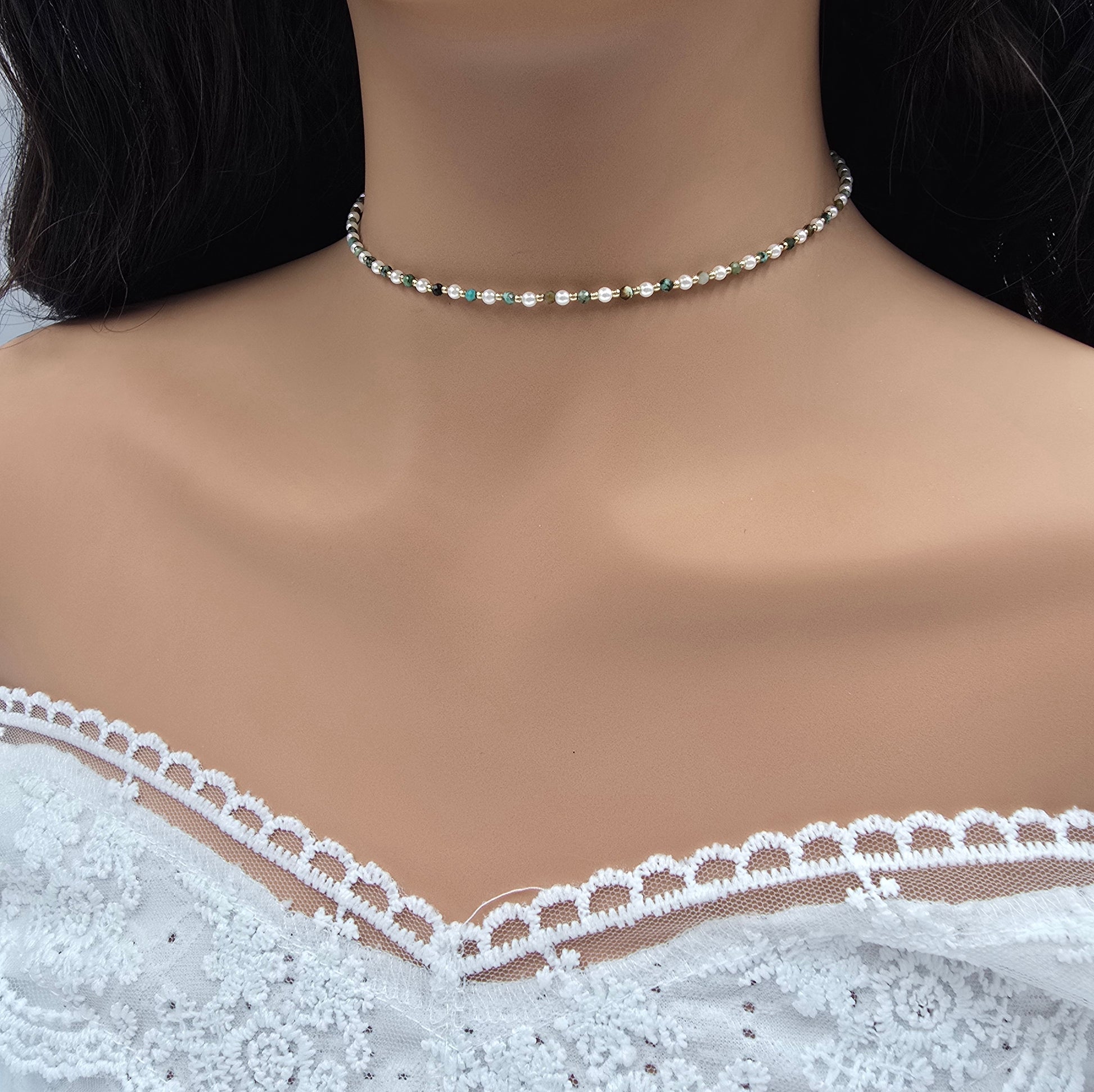 Collier Eden – Ras de Cou Perles & Pierres Naturelles