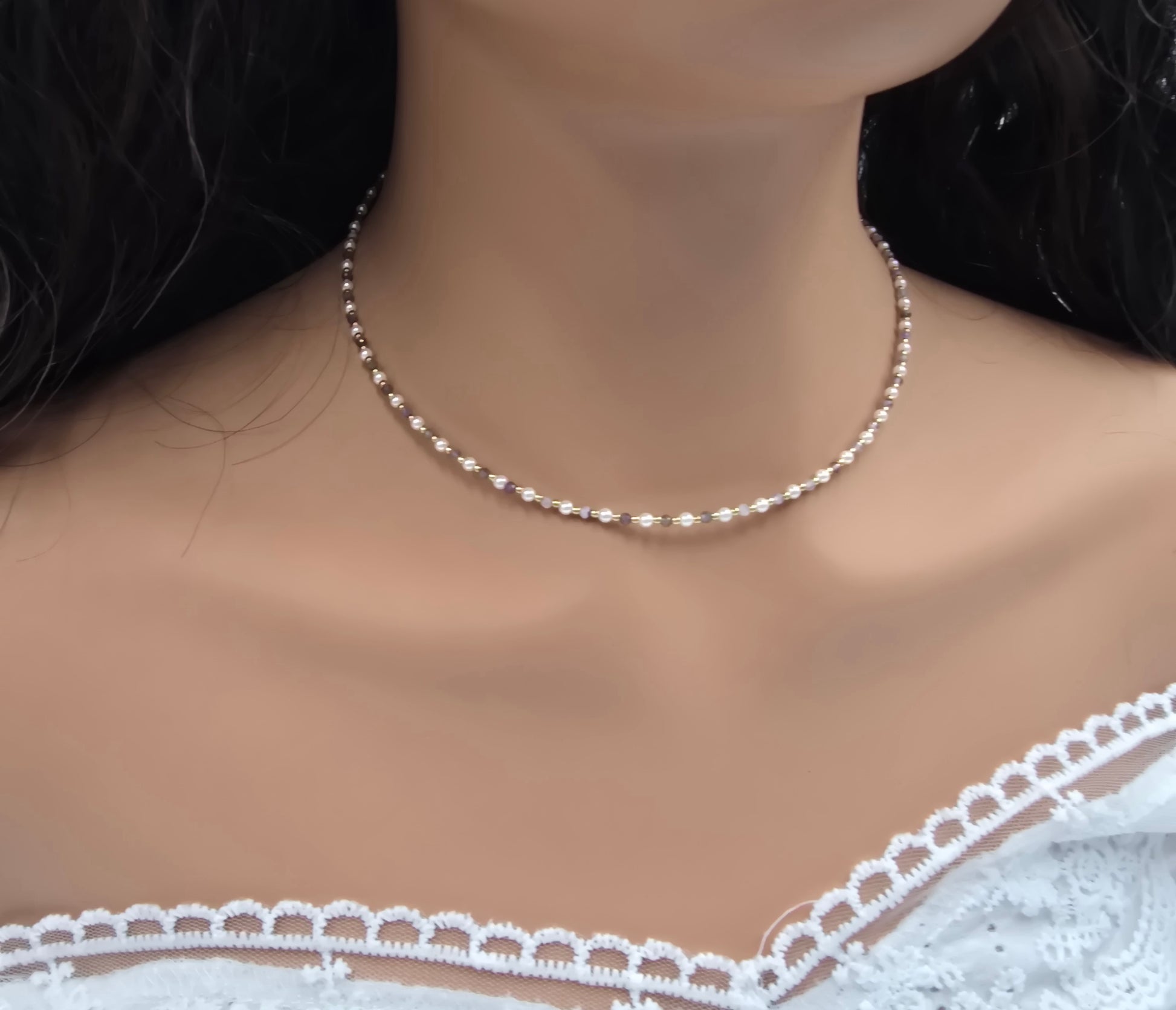 Collier Eden – Ras de Cou Perles & Pierres Naturelles