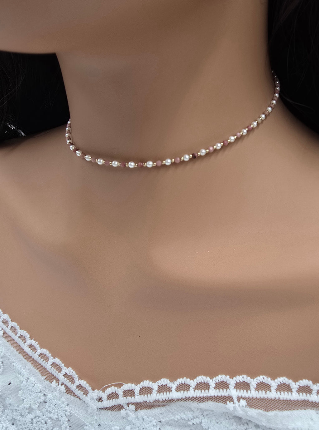 Collier Eden – Ras de Cou Perles & Pierres Naturelles
