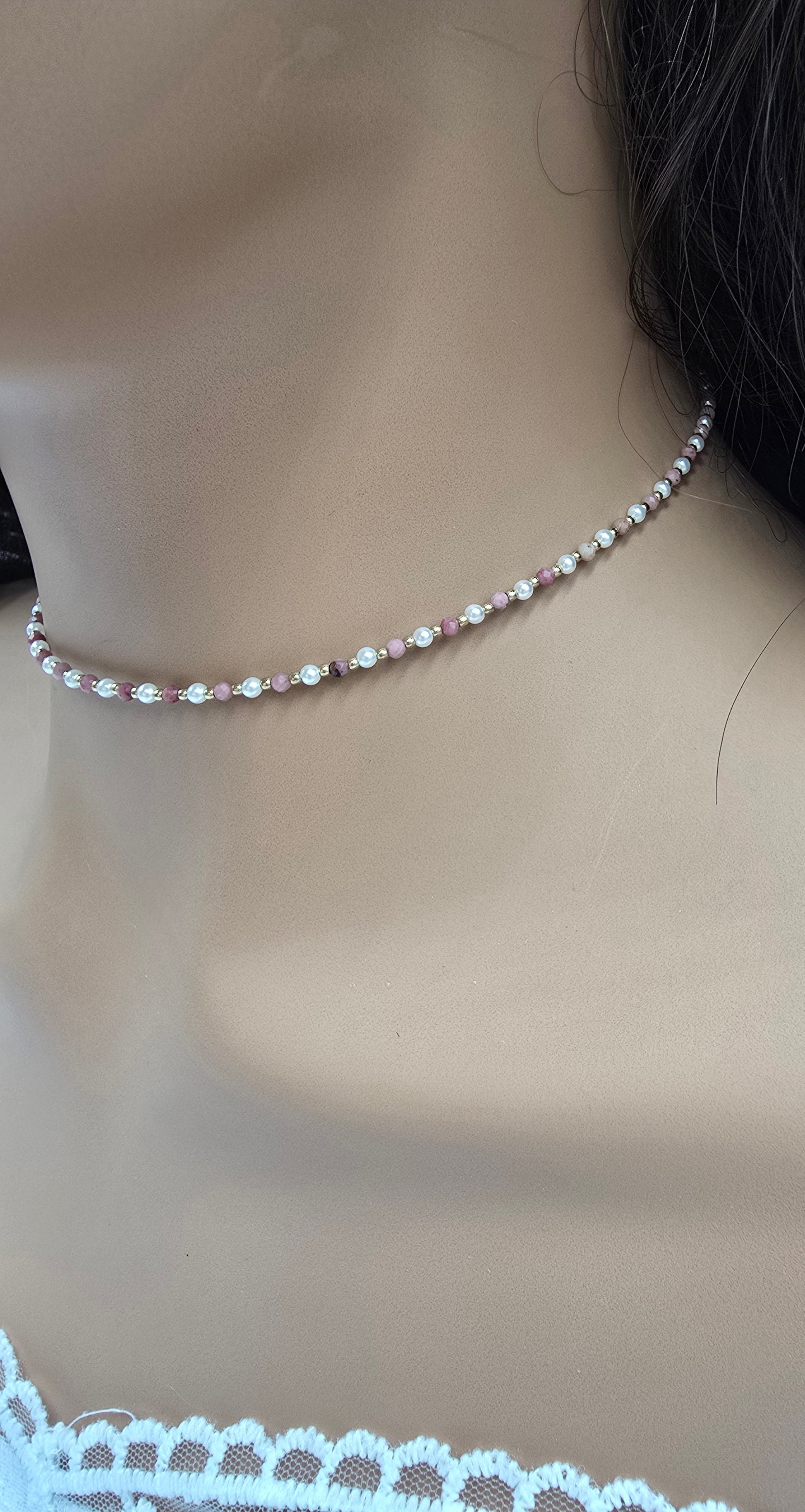 Collier Eden – Ras de Cou Perles & Pierres Naturelles