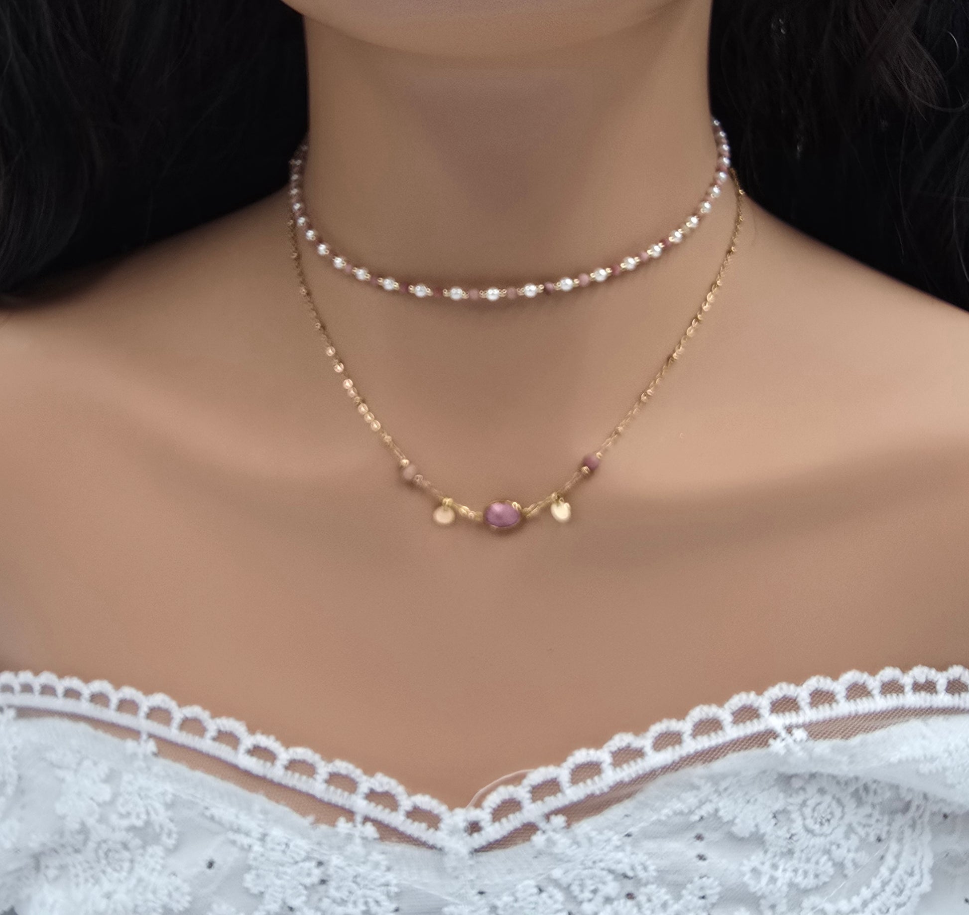 Collier Eden – Ras de Cou Perles & Pierres Naturelles