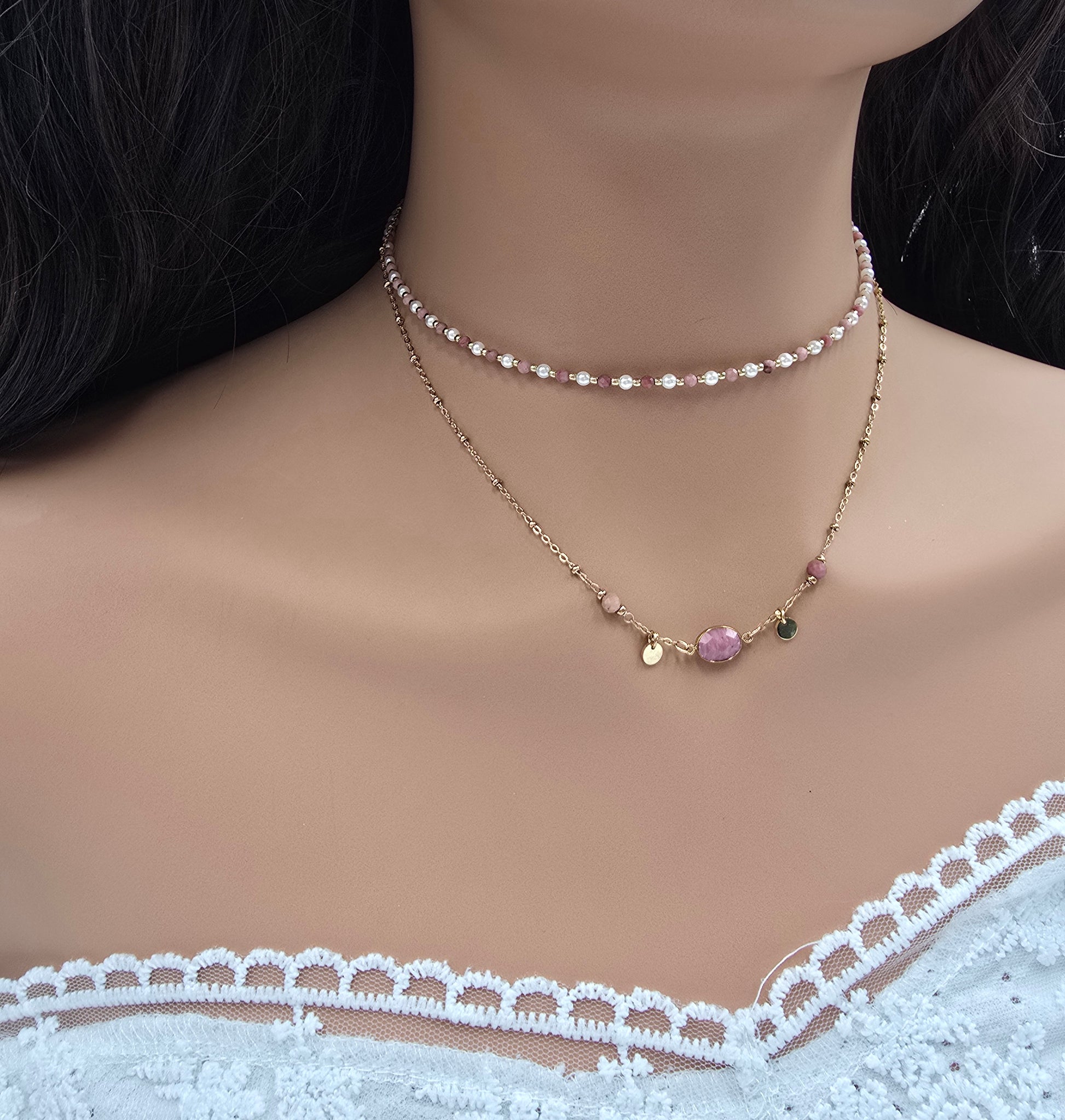 Collier Eden – Ras de Cou Perles & Pierres Naturelles