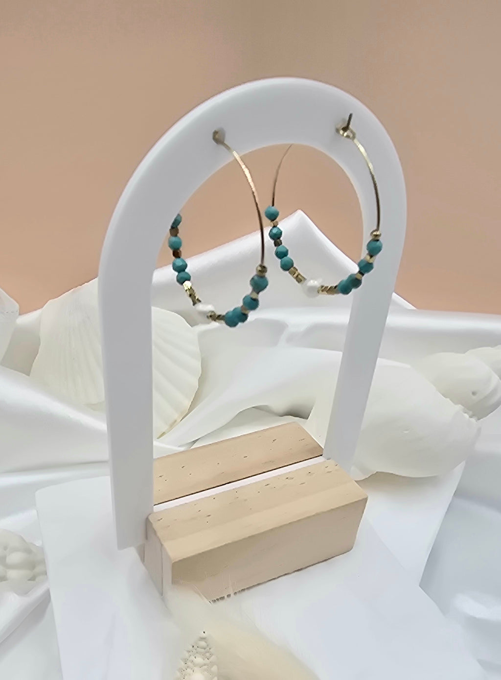 Créoles BOHEMIE – Agate Indienne, Rhodonite, Améthyste, Amazonite ou Agate Blanche & Perle d'Eau Douce
