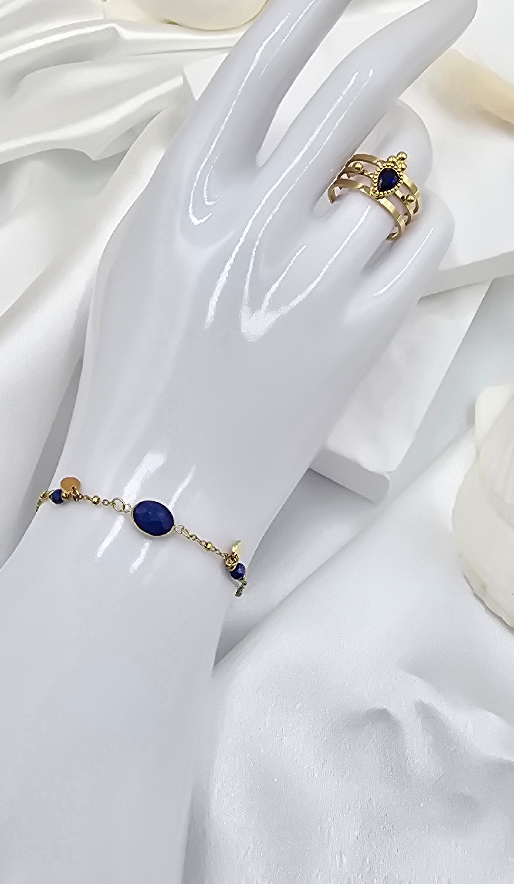 Bracelet Maurine – Pierre Naturelle & Sequins Dorés