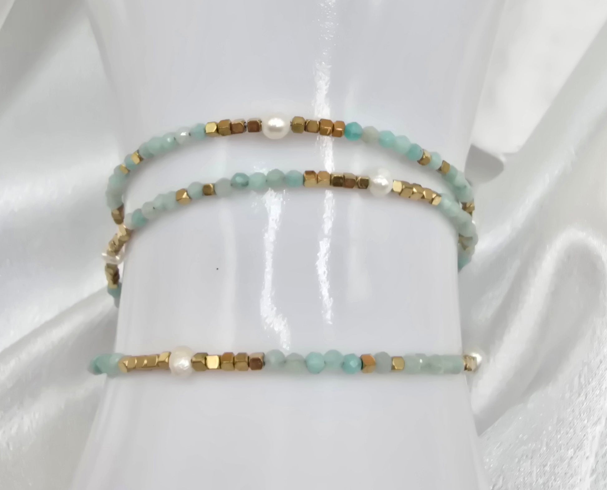 Bracelet Galice – 2 Tours Pierres Naturelles & Perles d'Eau Douce