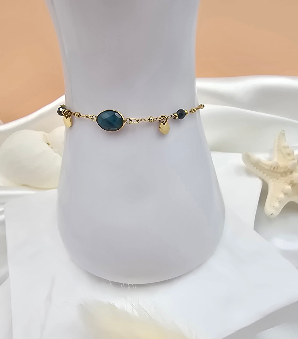 Bracelet Maurine – Pierre Naturelle & Sequins Dorés