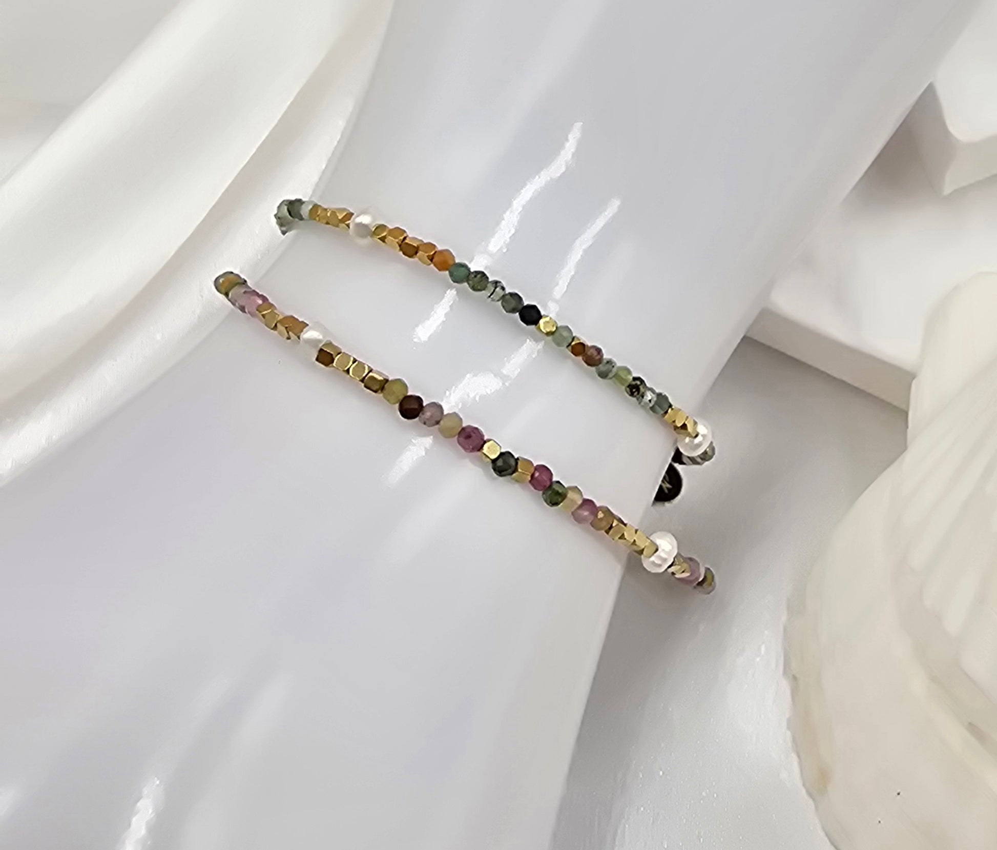 Bracelet Galice – 2 Tours Pierres Naturelles & Perles d'Eau Douce
