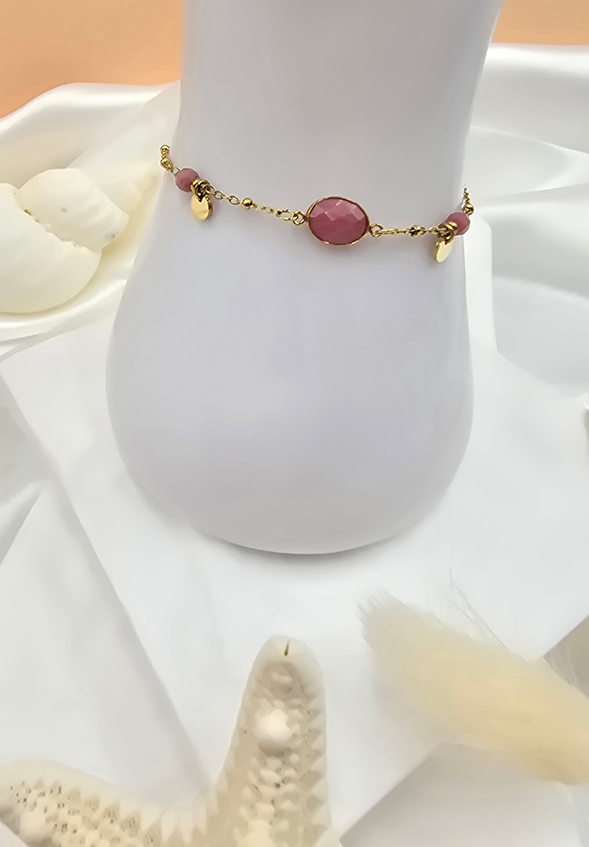 Bracelet Maurine – Pierre Naturelle & Sequins Dorés