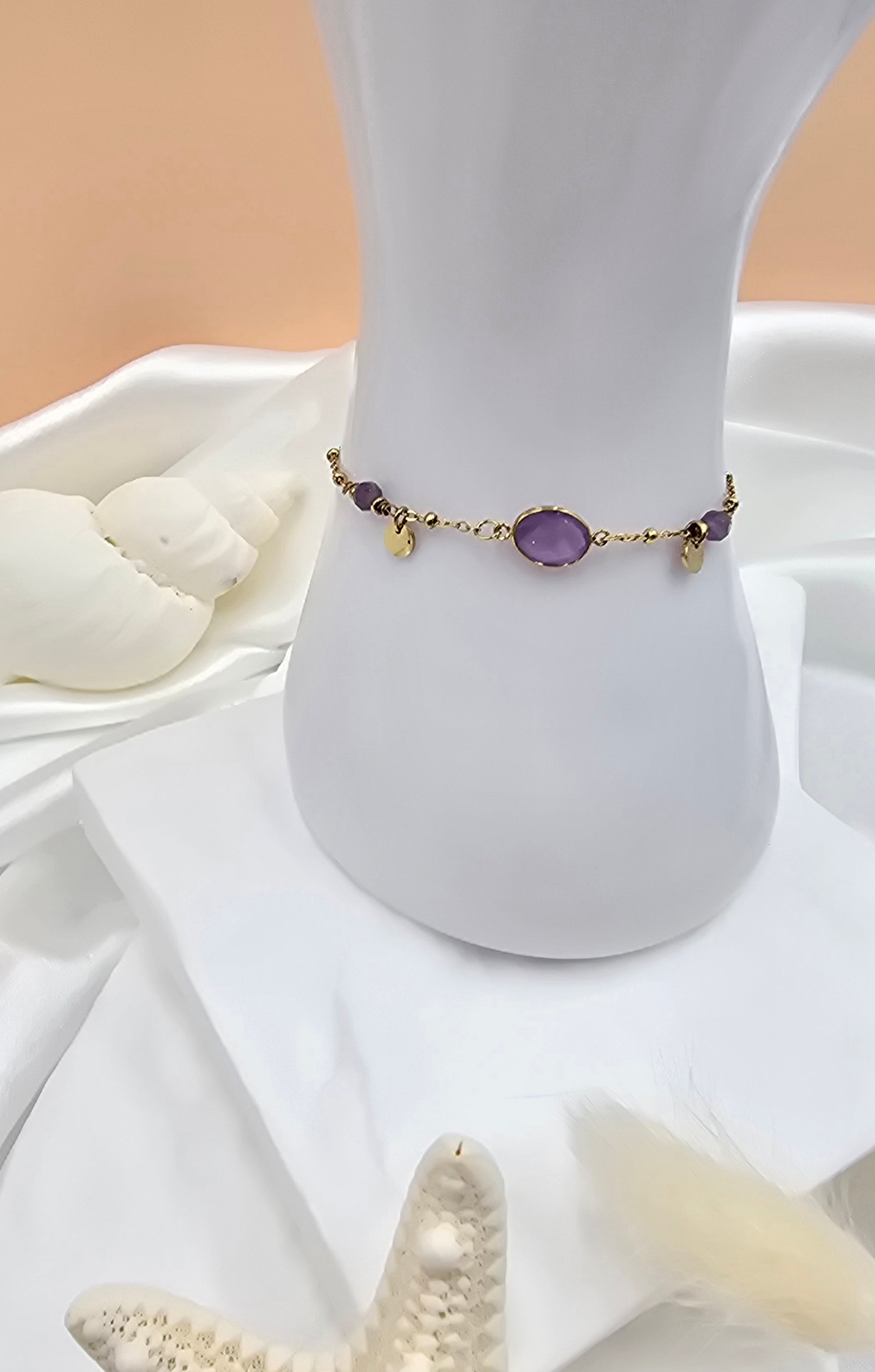 Bracelet Maurine – Pierre Naturelle & Sequins Dorés