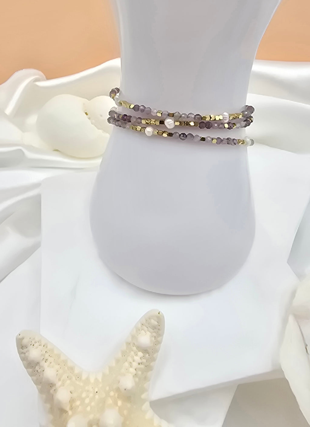 Bracelet Galice – 2 Tours Pierres Naturelles & Perles d'Eau Douce