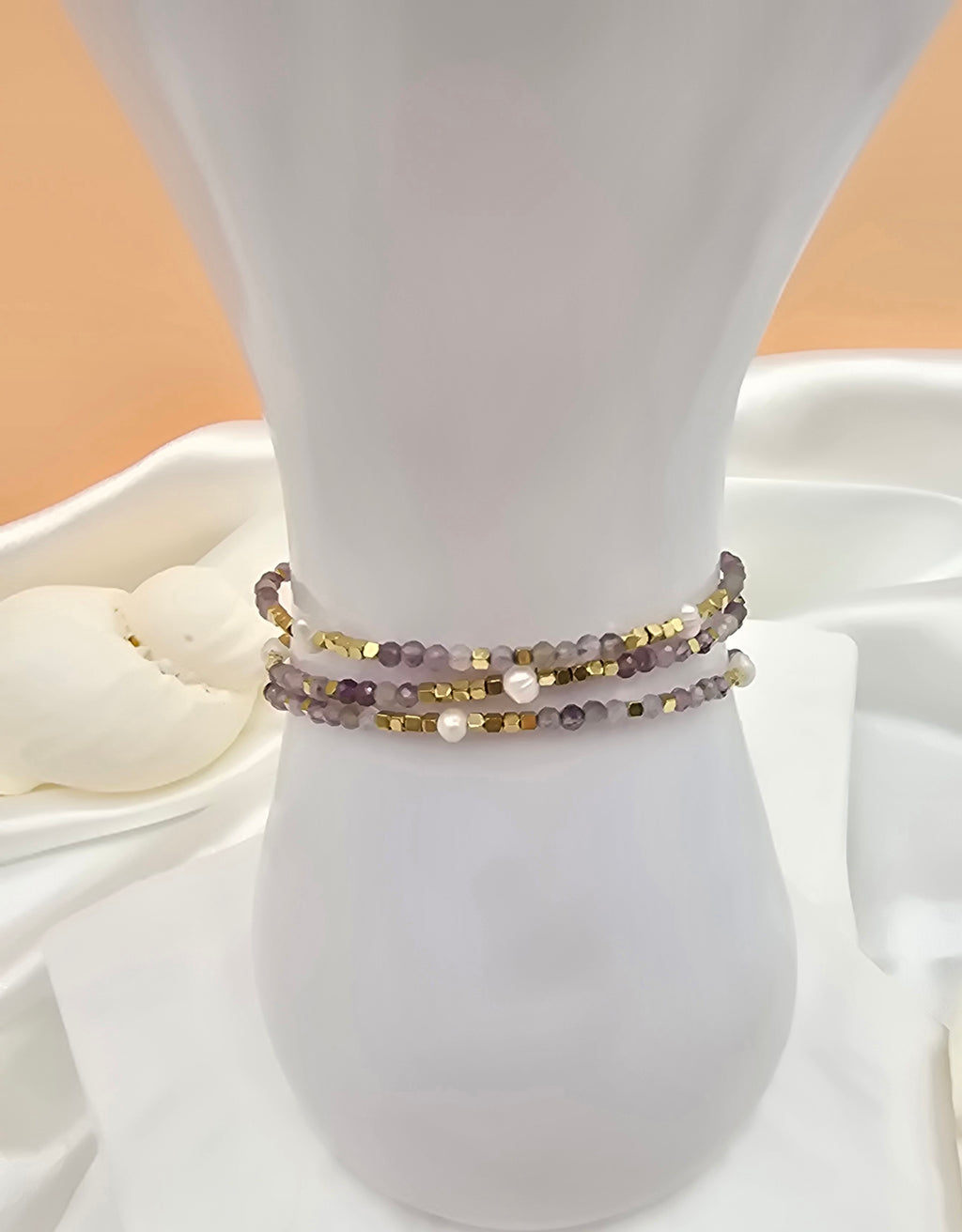 Bracelet Galice – 2 Tours Pierres Naturelles & Perles d'Eau Douce
