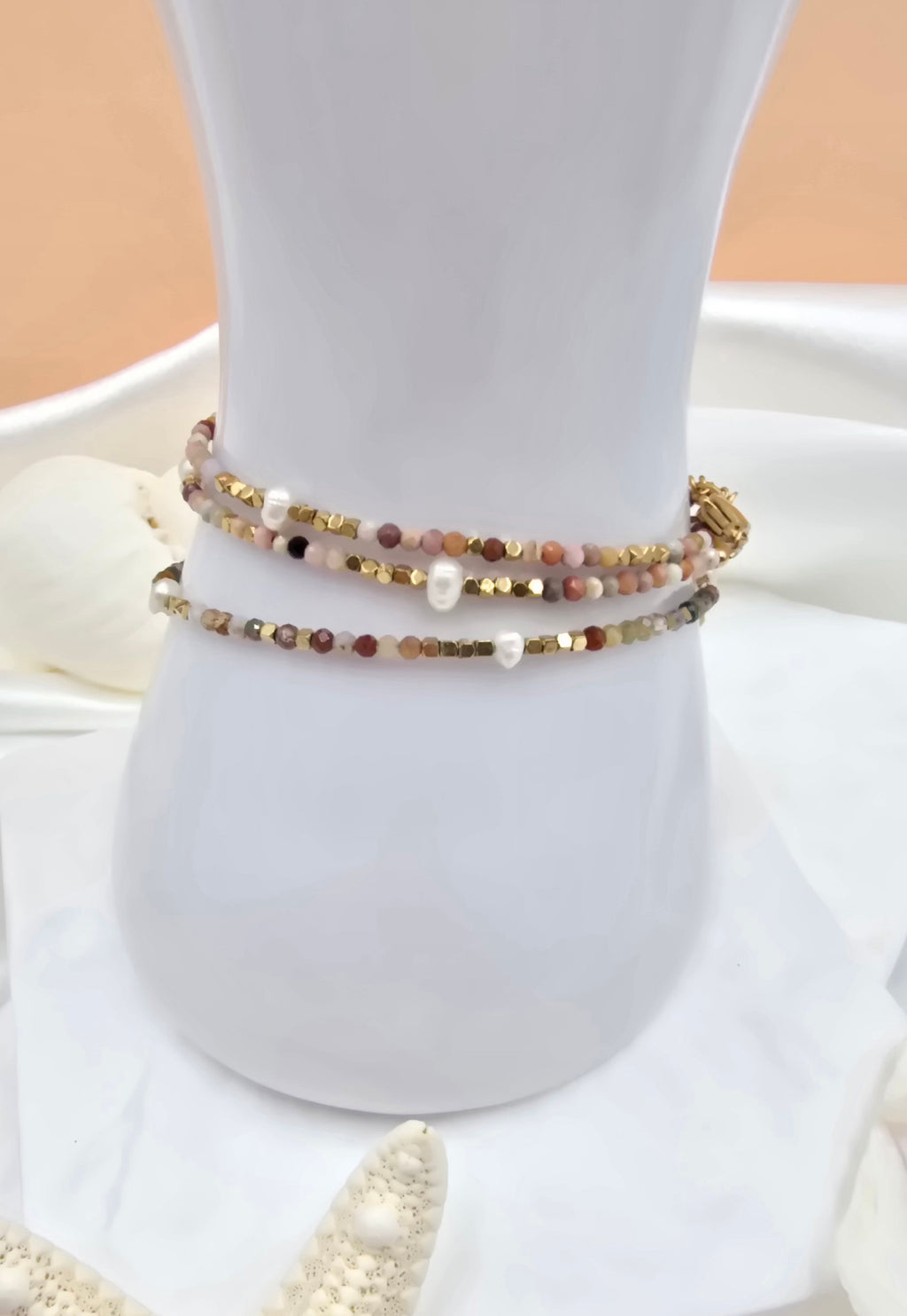 Bracelet Galice – 2 Tours Pierres Naturelles & Perles d'Eau Douce