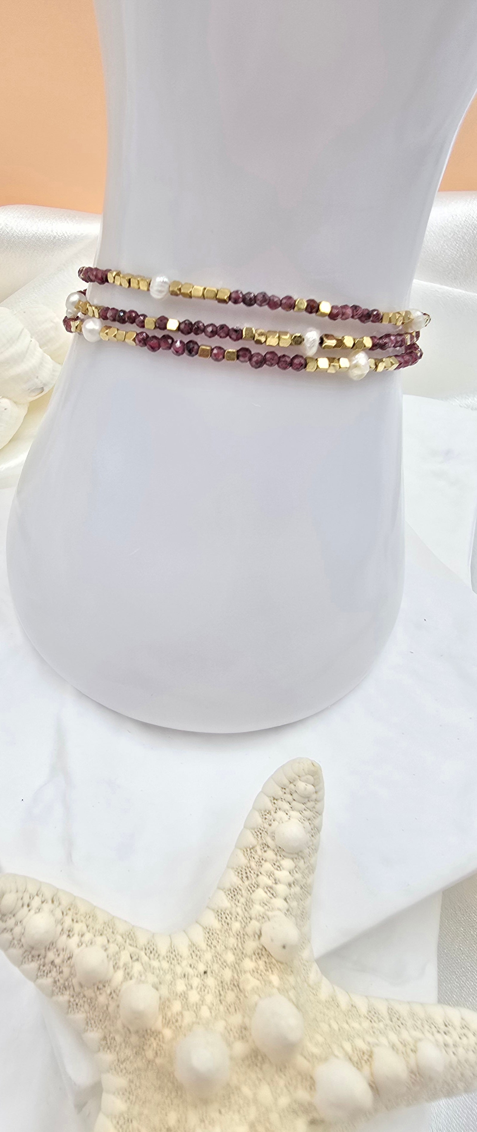 Bracelet Galice – 2 Tours Pierres Naturelles & Perles d'Eau Douce