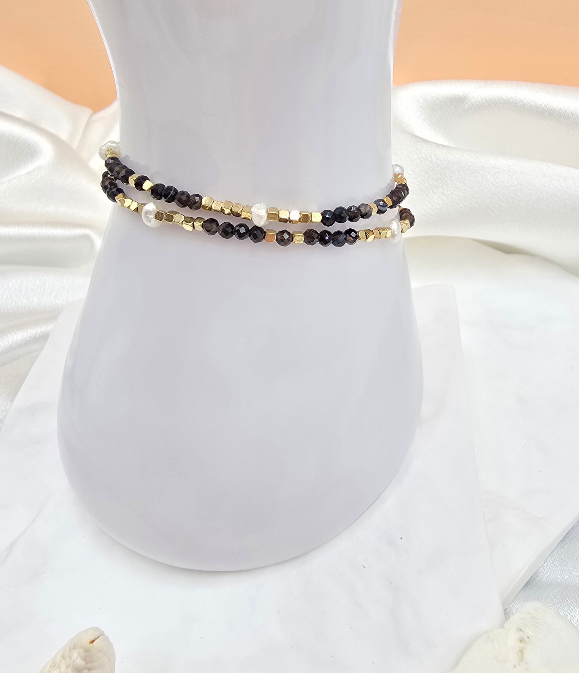 Bracelet Galice – 2 Tours Pierres Naturelles & Perles d'Eau Douce
