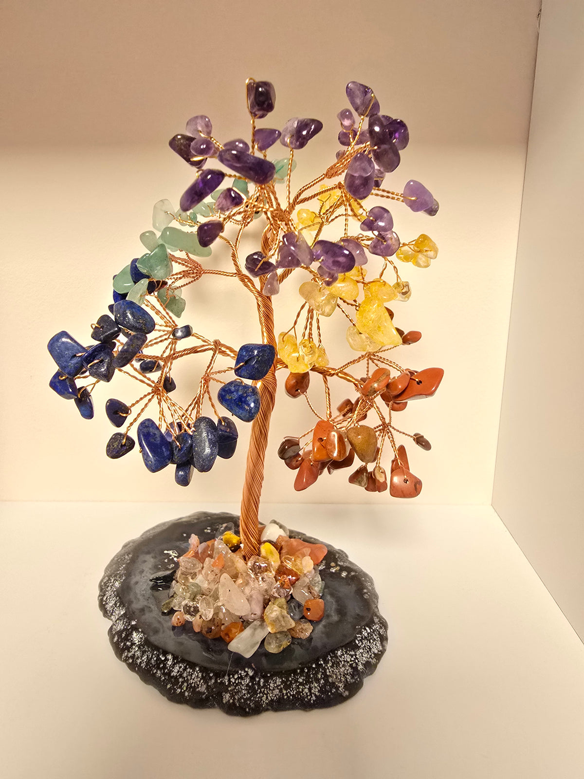 Arbre de Citrine Naturelle ou 7 Chakras – Pétales de Pierre | 12 cm ou 20 cm
