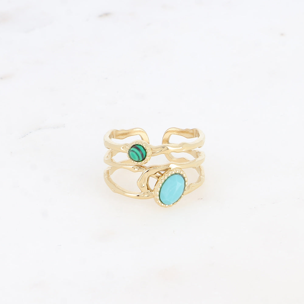 Bague CYNDI — Malachite & Amazonite