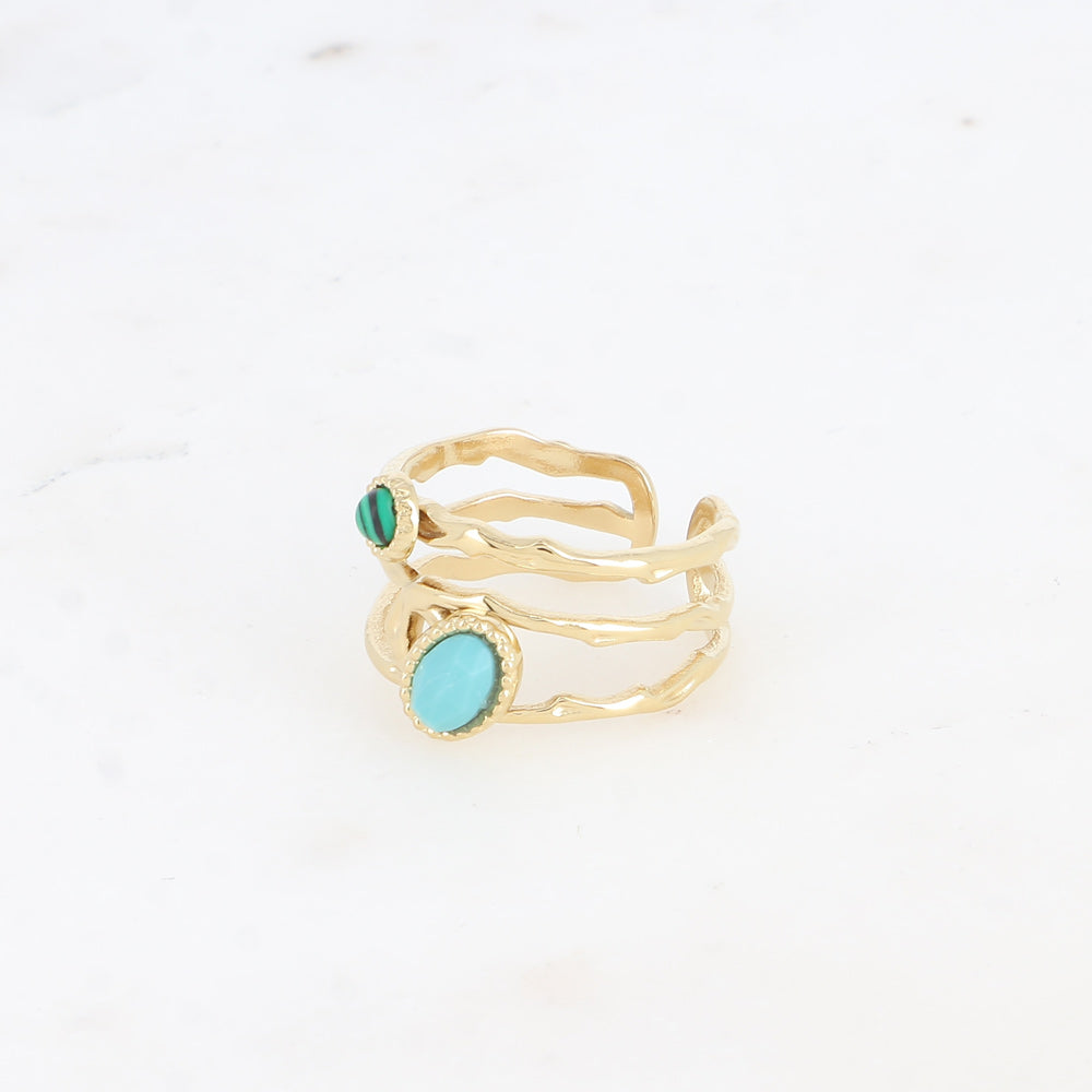 Bague CYNDI — Malachite & Amazonite