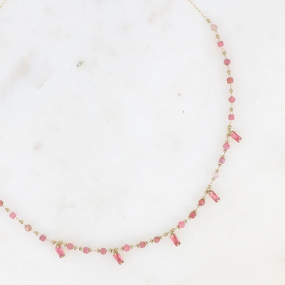 Collier ASTRID Cristaux Pendants Pâtes de Verre | Or et Âme Bijoux