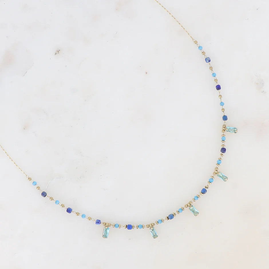 Collier ASTRID Cristaux Pendants Pâtes de Verre | Or et Âme Bijoux