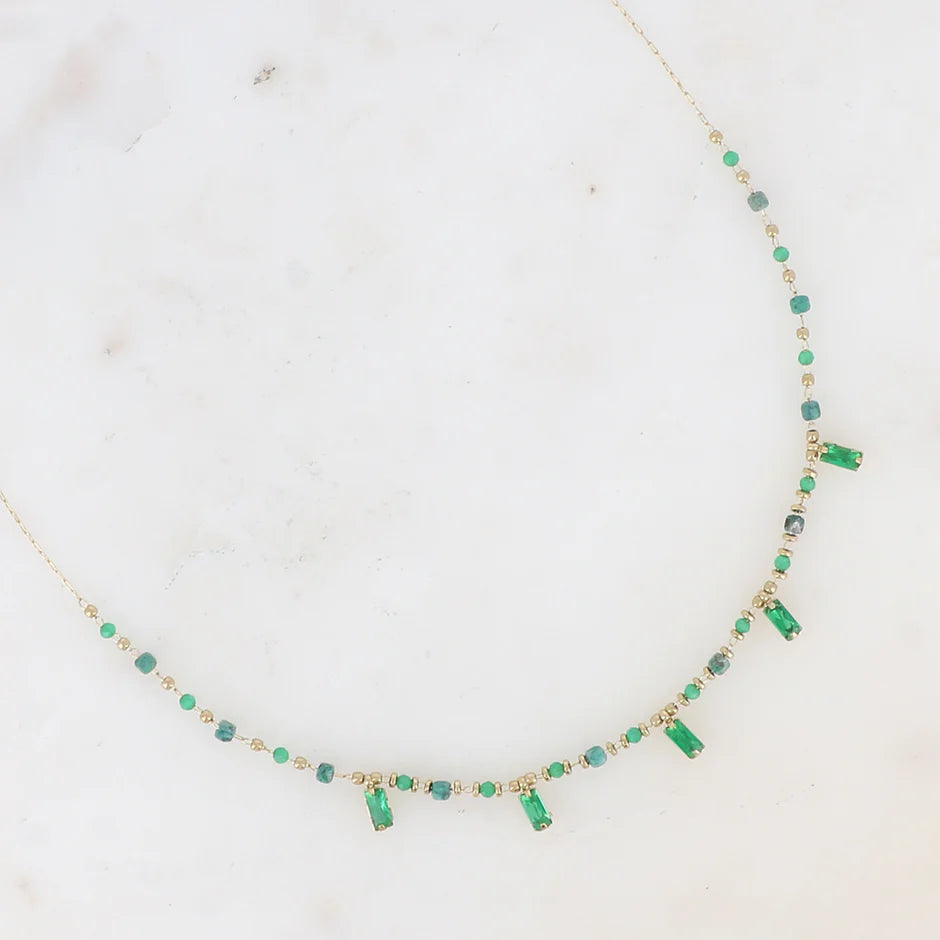 Collier ASTRID Cristaux Pendants Pâtes de Verre | Or et Âme Bijoux