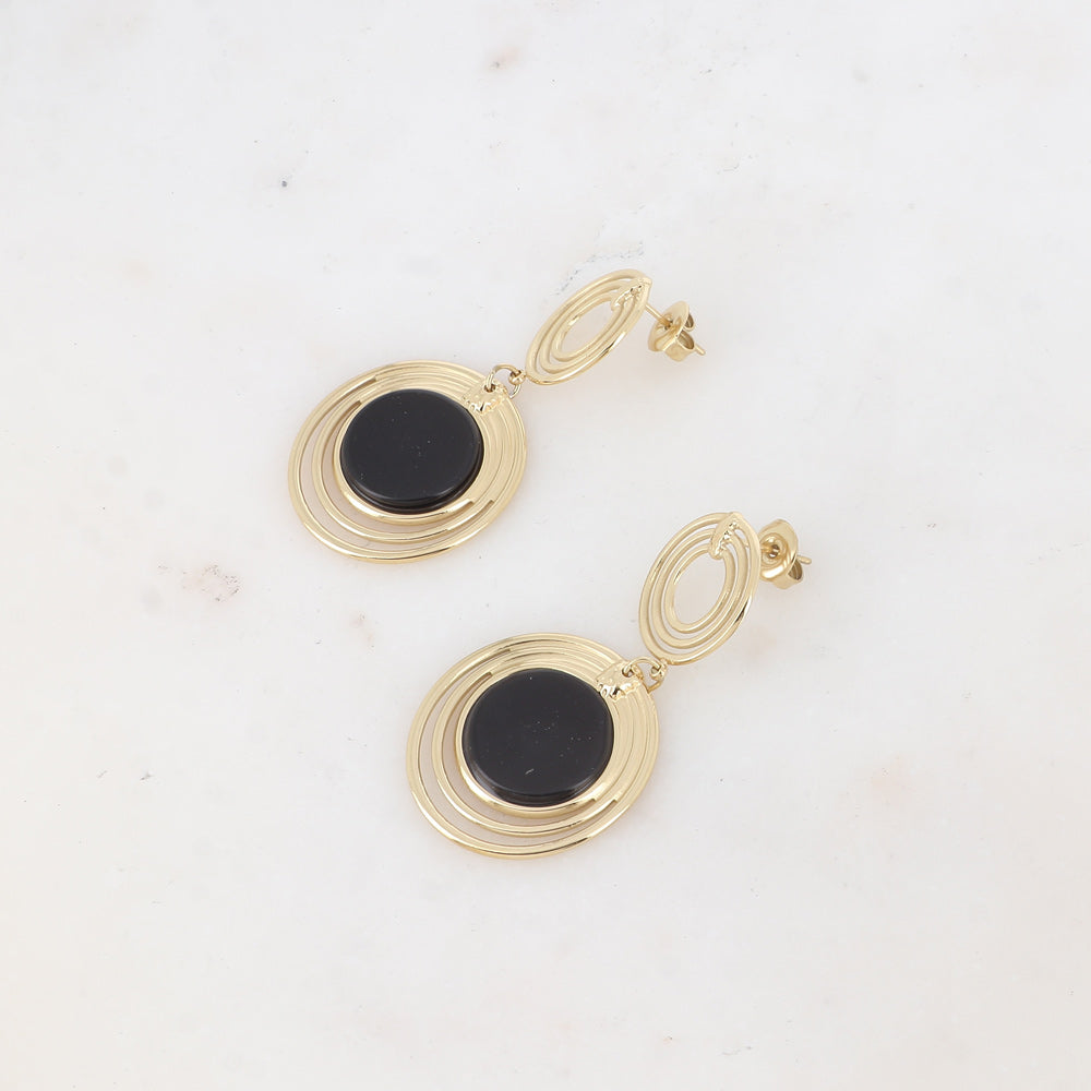 Boucles d'oreilles Rosaline nacre blanche acier doré