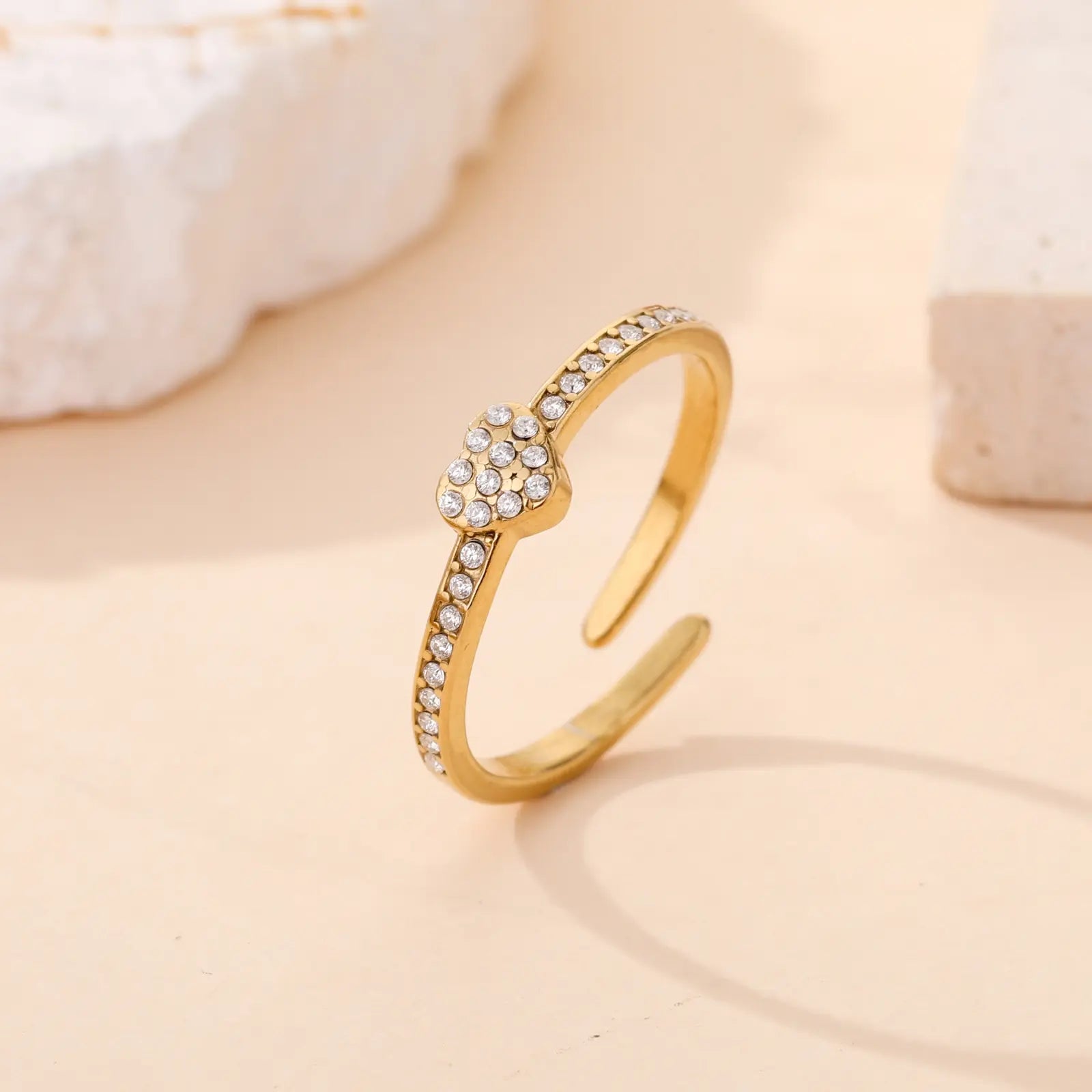 Bague Alany - Acier Inoxydable Doré & Cristaux