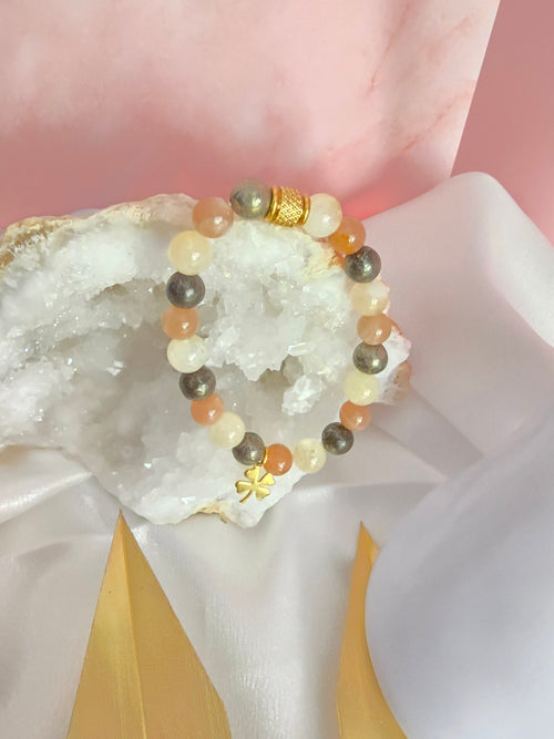 Aimant doré : Pierre du soleil, citrine et pyrite