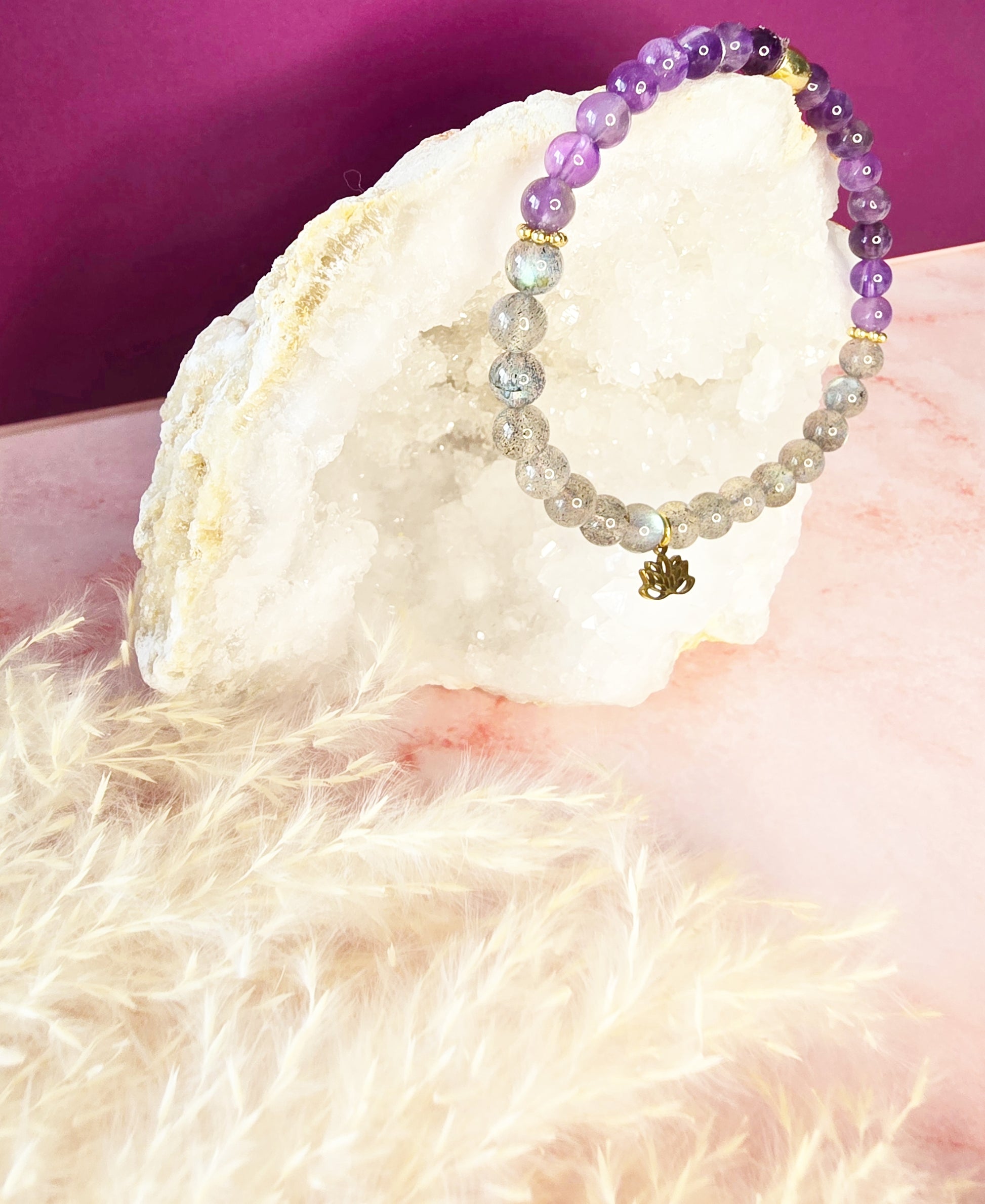 Aura Sacrée : Labradorite et Améthyste