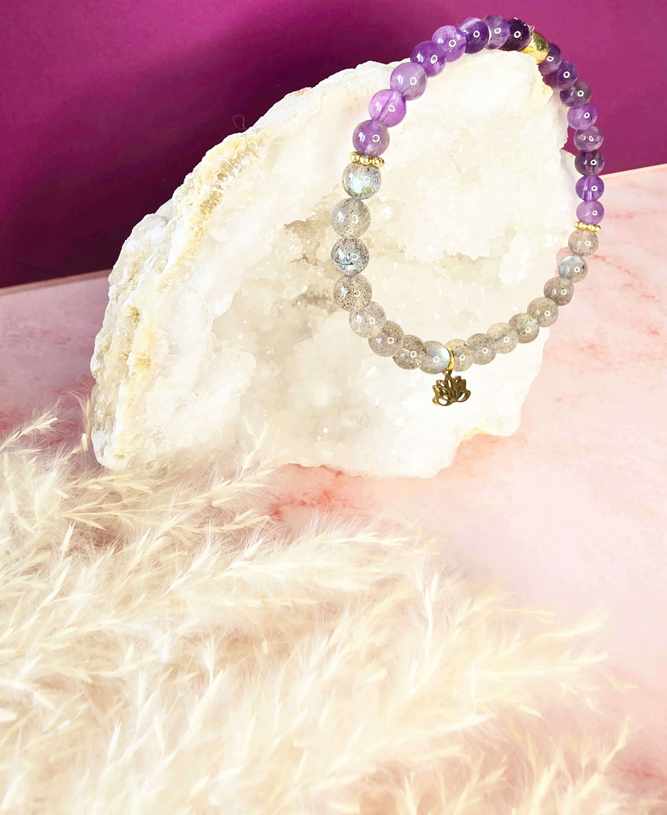 Aura Sacrée : Labradorite et Améthyste