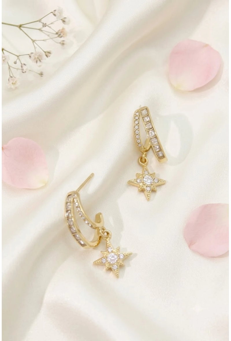 BO BELLY - Boucles d'oreilles Étoile Zirconium Doré