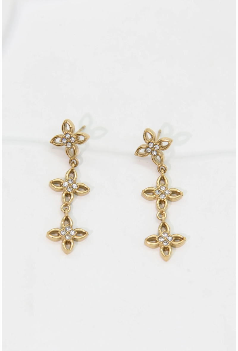 BLAKE – Boucles d’oreilles fleurs pendantes à strass