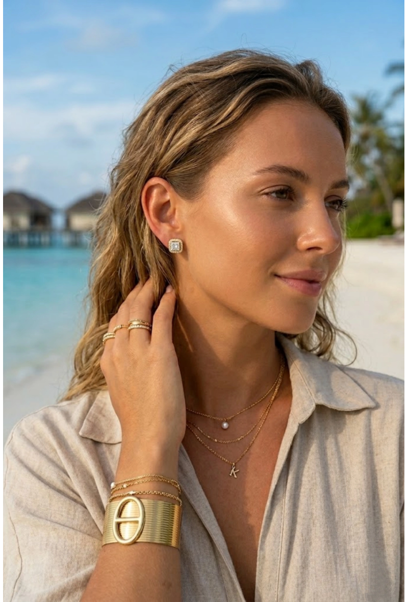 BO DARCY - Boucles d'oreilles Carré Zirconium