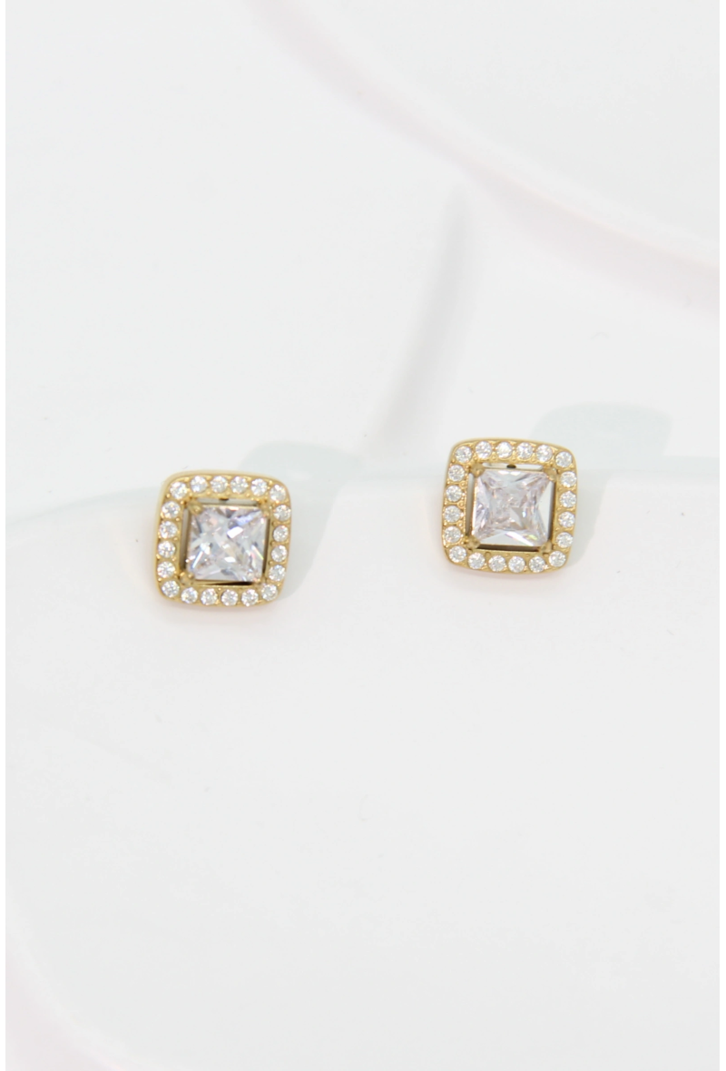 BO DARCY - Boucles d'oreilles Carré Zirconium
