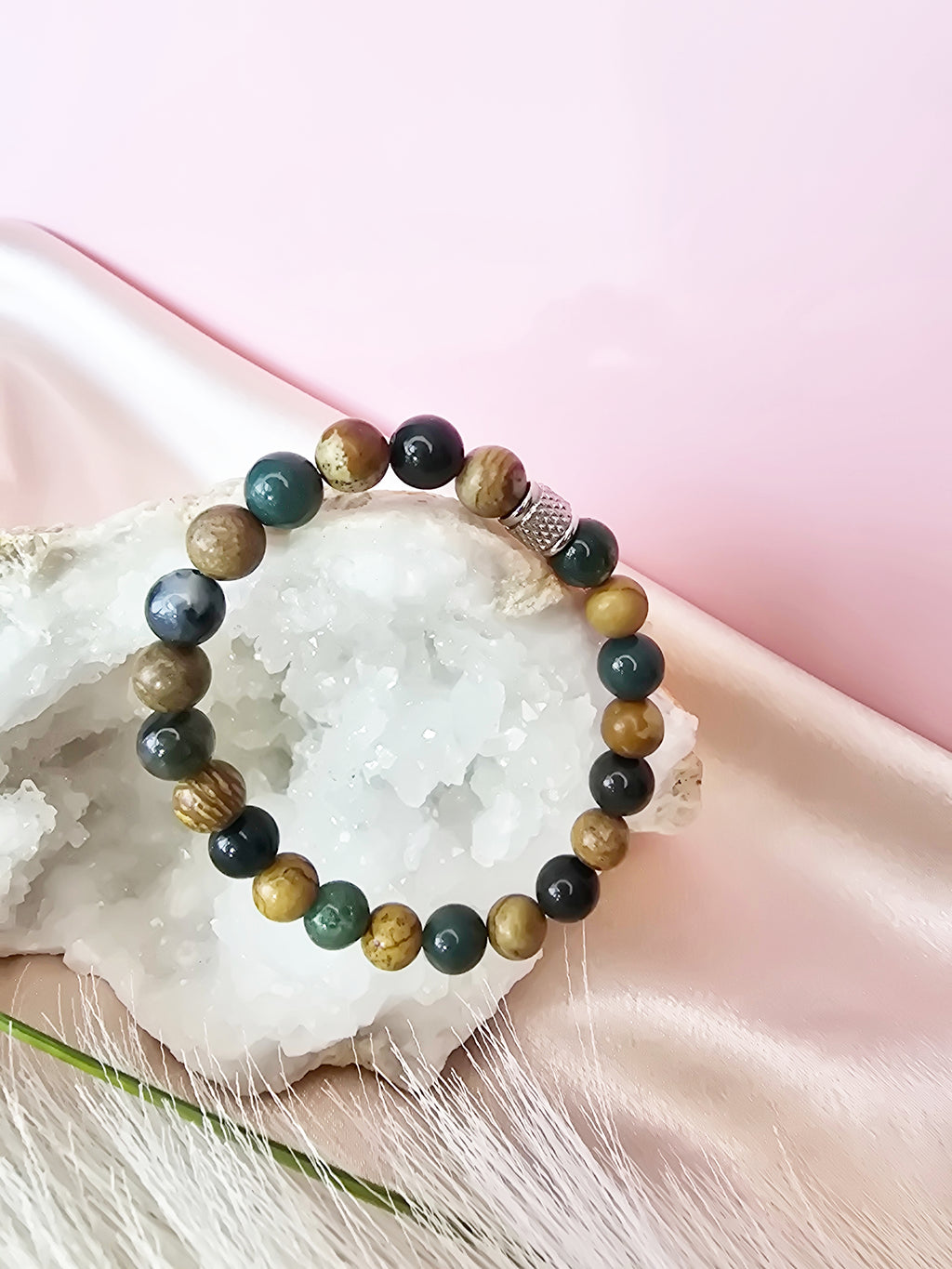 Connexion Terre : Agate mousse et Jaspe paysage