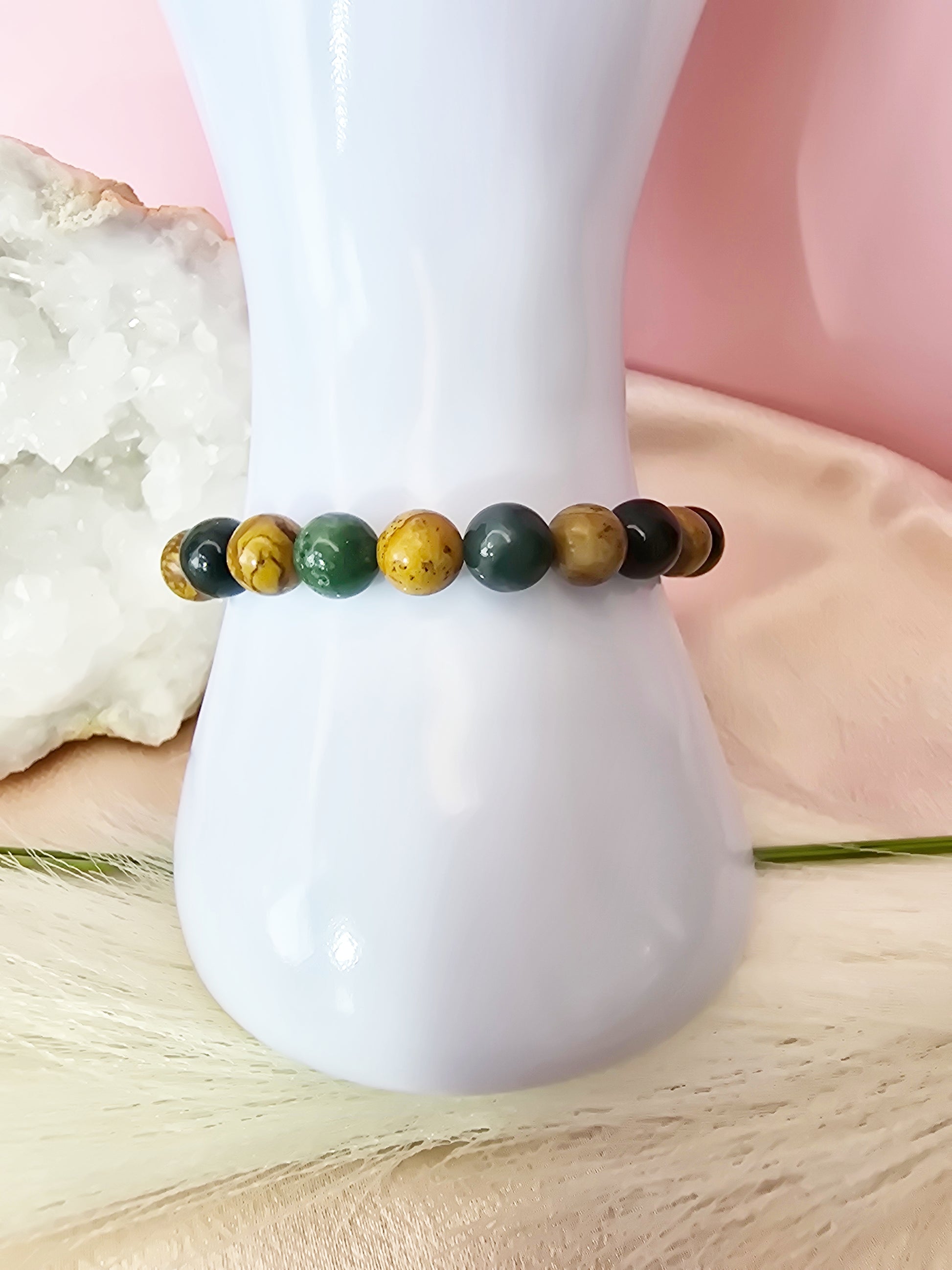 Connexion Terre : Agate mousse et Jaspe paysage