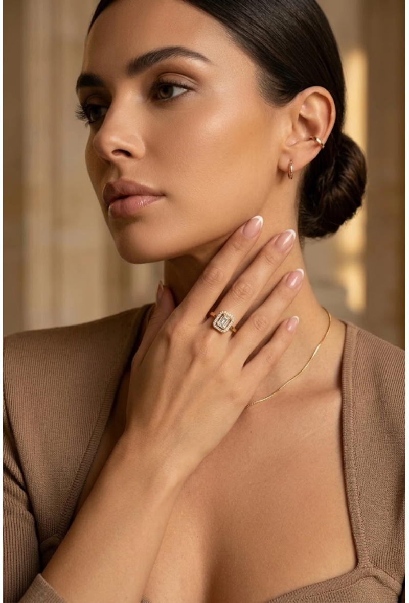 BAGUE DARCY - Zirconium Carré Doré