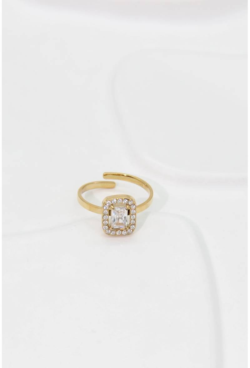 BAGUE DARCY - Zirconium Carré Doré