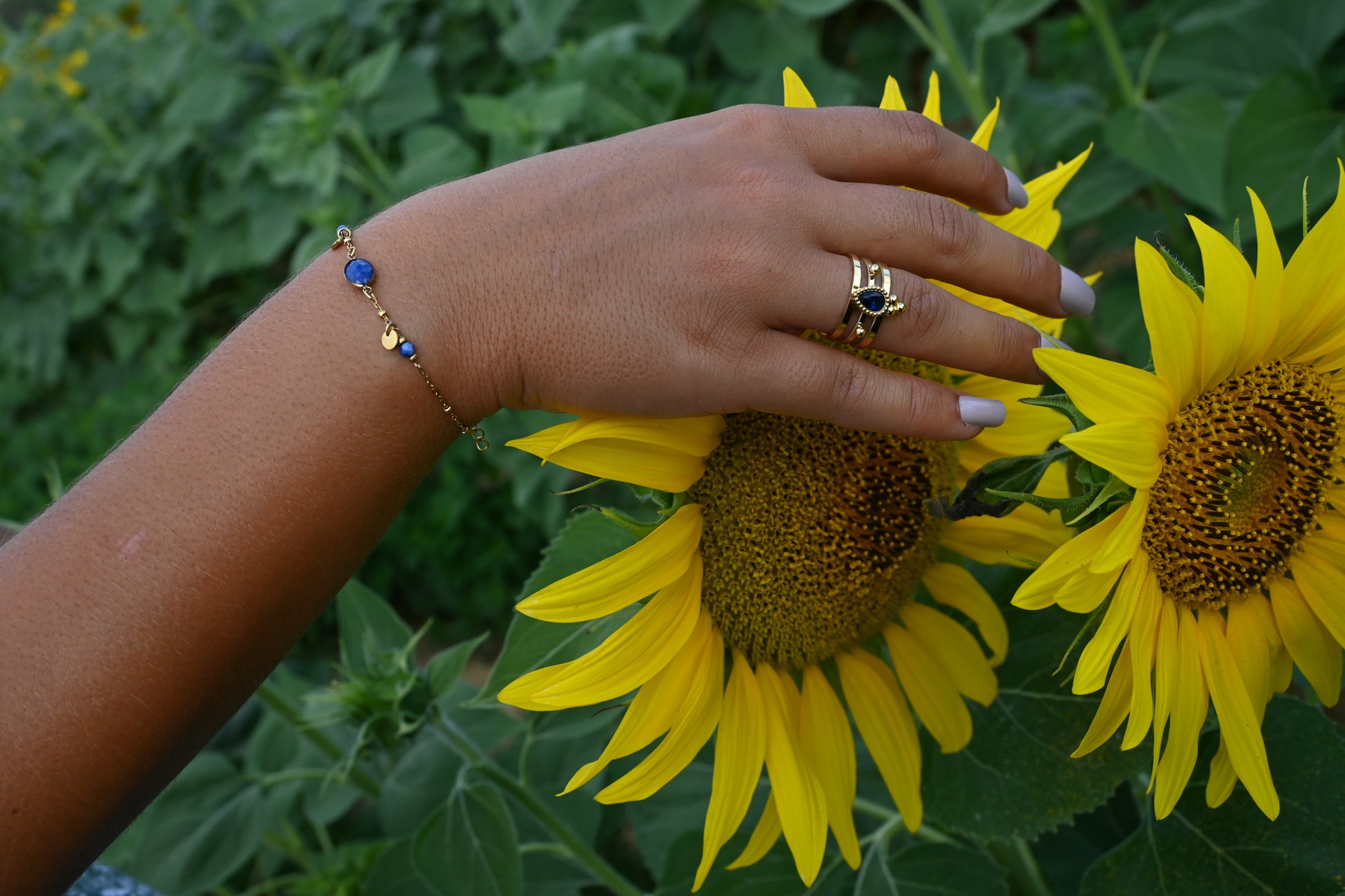 Bague Milan – Triple Anneau Doré & Cristal Goutte