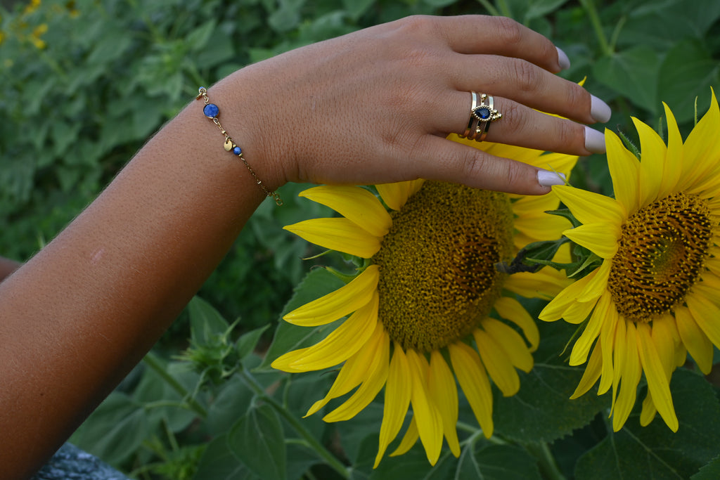 Bague Milan – Triple Anneau Doré & Cristal Goutte