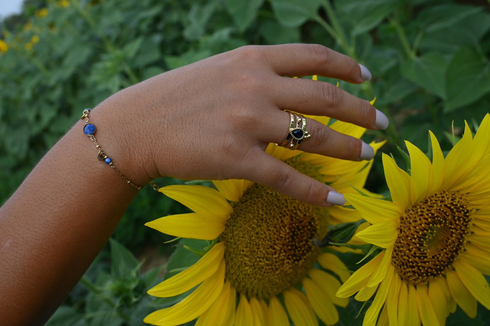 Bague Milan – Triple Anneau Doré & Cristal Goutte