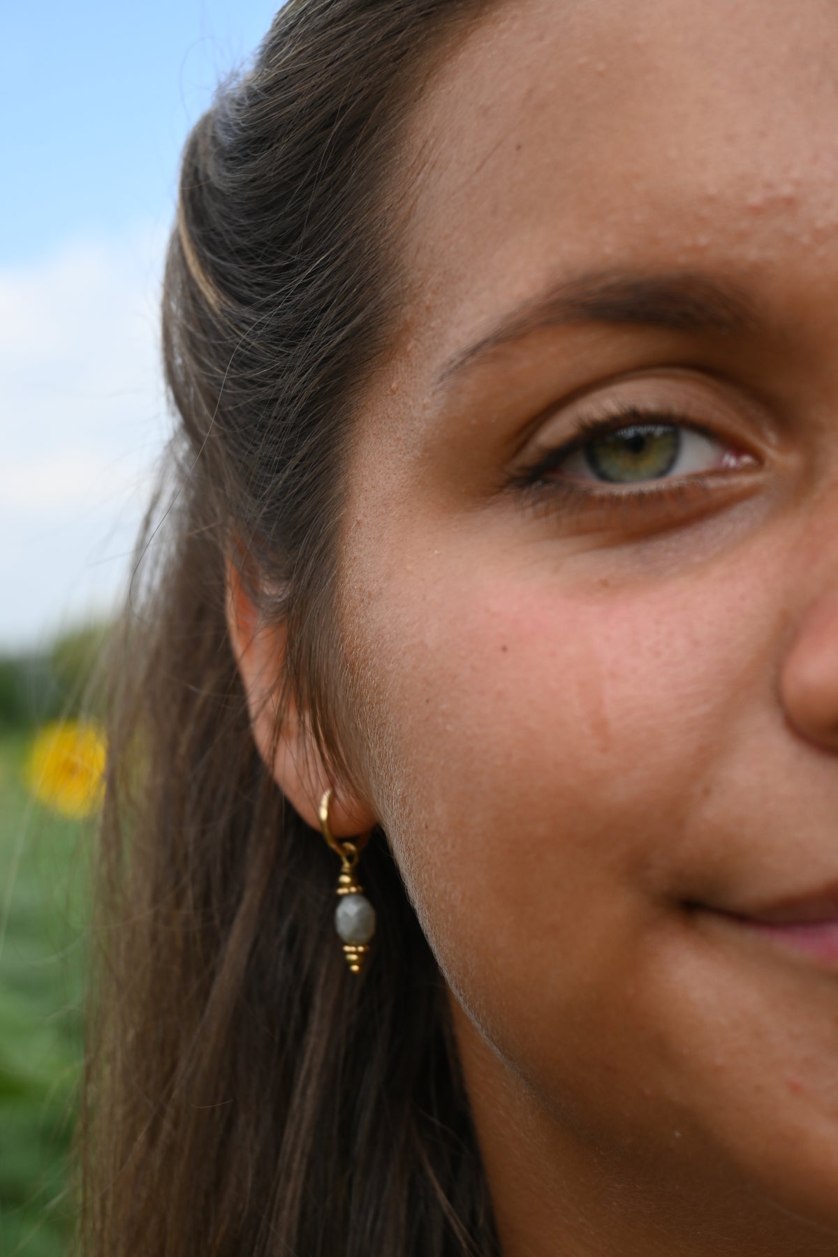 Boucles d'Oreilles LOUISE – Amazonite, Aventurine, Turquoise Africaine ou Labradorite