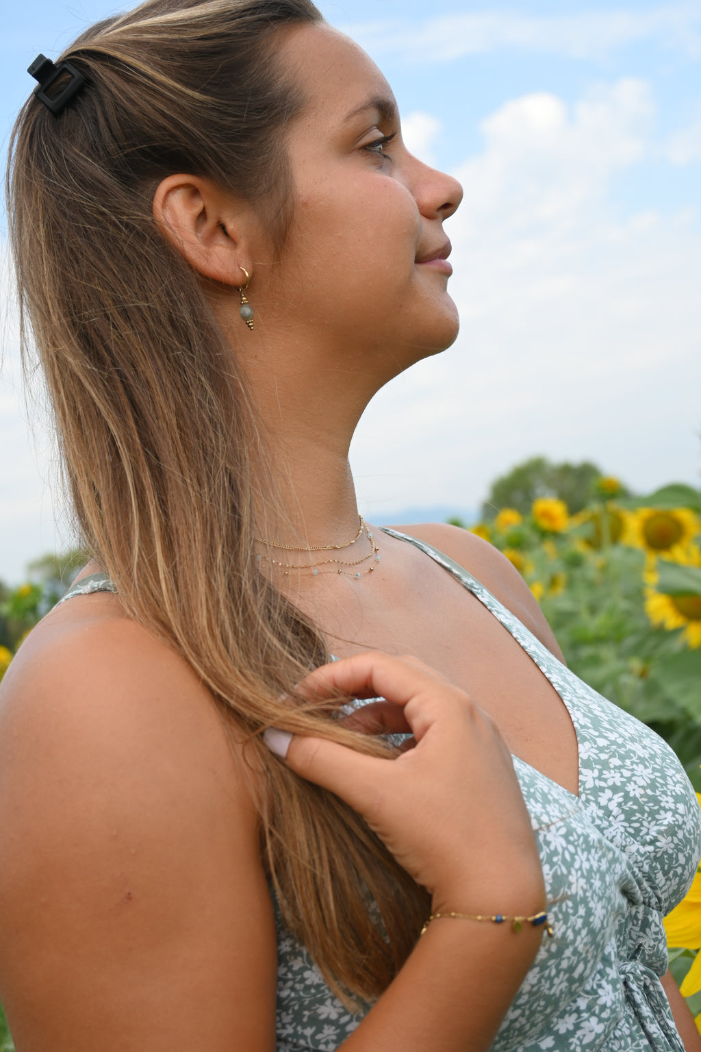 Boucles d'Oreilles LOUISE – Amazonite, Aventurine, Turquoise Africaine ou Labradorite