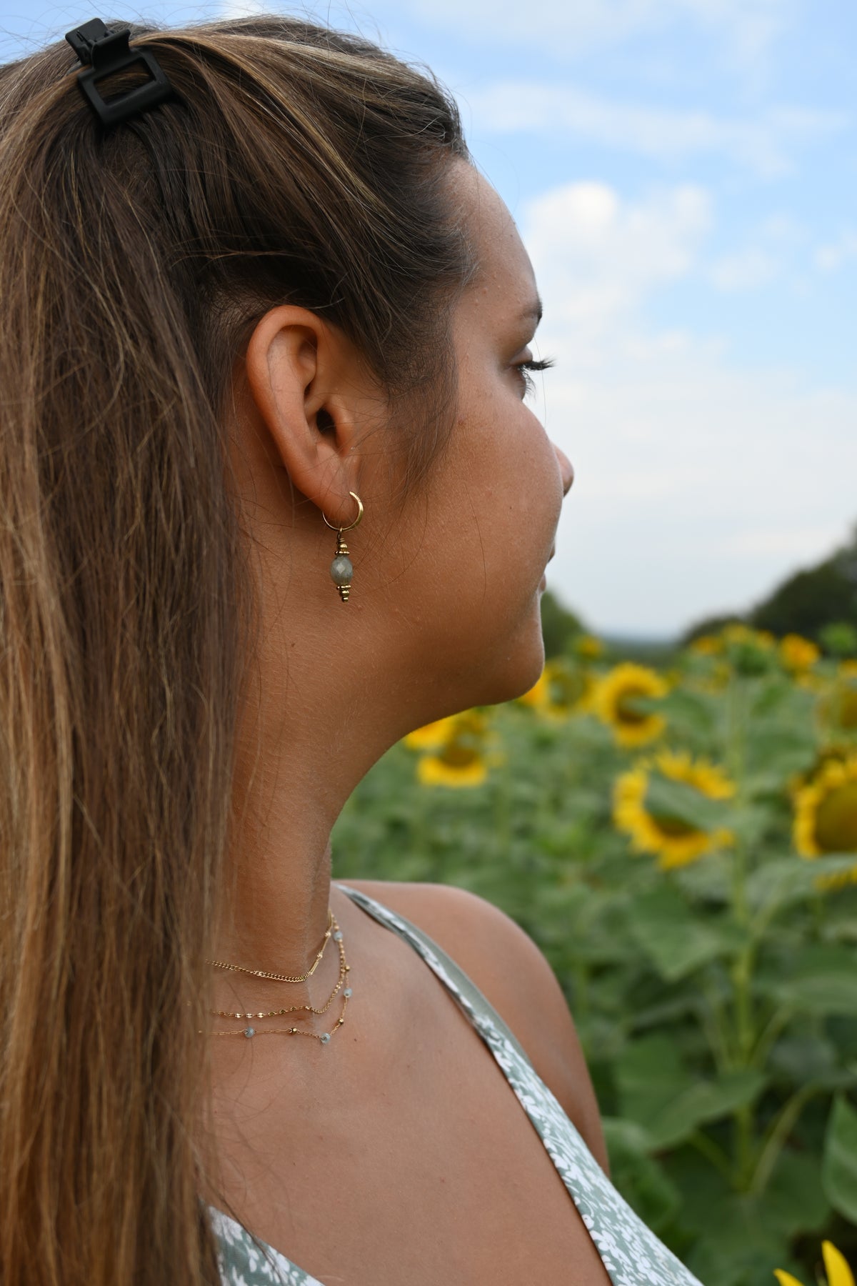 Boucles d'Oreilles LOUISE – Amazonite, Aventurine, Turquoise Africaine ou Labradorite