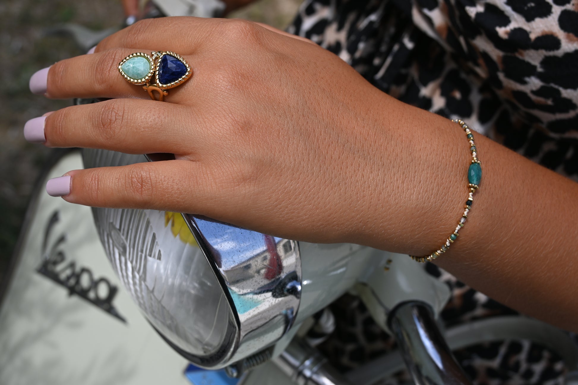 Bague ZOELLA – Nacre, Améthyste, Sodalite ou Quartz Fraise